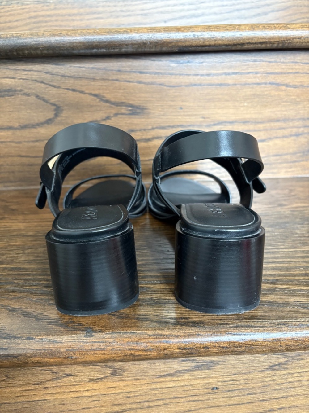 Aerosoles' Ellazia Buckle Strap Black Leather Sandal Heels - Picture 6 of 8